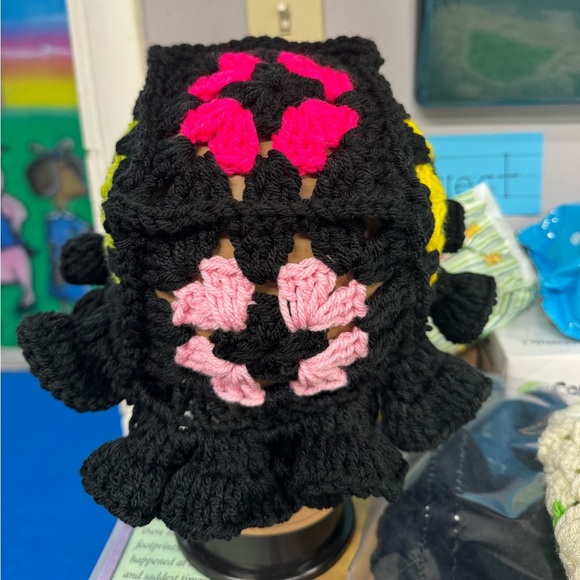 Black with colorful accents Crochet Floppy Hat made to order - Picture 3 of 6